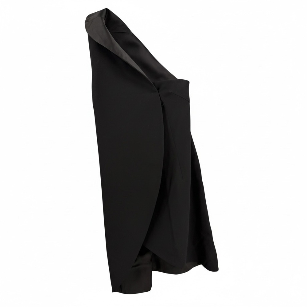 Giorgio Armani Silk One Shoulder Mini Dress Size 38 Black Tulip Hem Corset